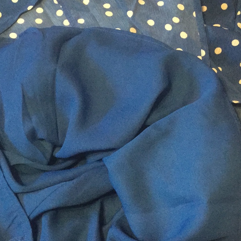 ❌DONATED❌Blue Polka Dot Cottage Style V-Neck Lined Midi Dress - Picture 7 of 9